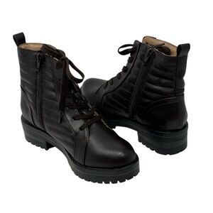 Life Stride In Motion Stormy Combat Faux Leather Lace Up  Ankle Boots Size 6M